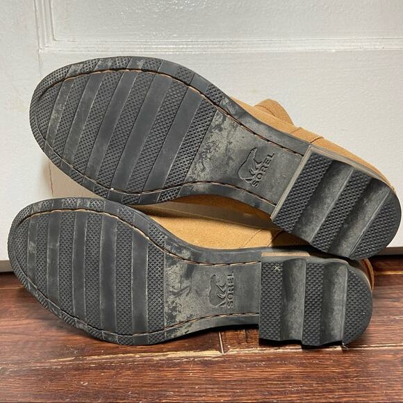 Sorel Lolla Bootie Suede Cutout Ankle Slip On Suede Heel Memory EVA Camel 9.5 - Picture 6 of 6